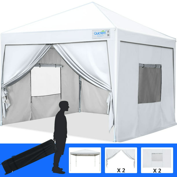 Quictent Privacy 10x10ft Pop up Canopy Tent with Removable Sidewalls and Roller Bag Burgundy Instant Gazebo Canopy Tent Waterproof 